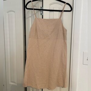 ZARA Basic Versatile Neutral Pinstripe Spaghetti Strap Mini Dress